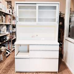 パモウナ 食器棚・レンジボード （ホワイト）幅120