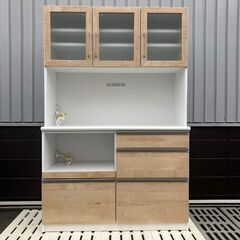 クラフトコガ 食器棚・レンジボード（ナチュラル / ホワイト）幅120