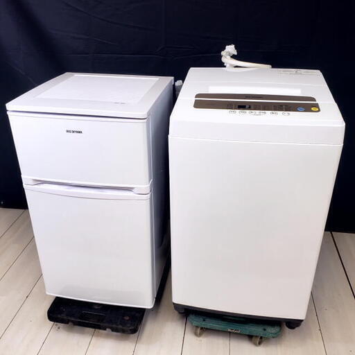 【コレ見て！ 新生活応援セール】美品 アイリスオーヤマ 冷凍冷蔵庫 81L ＆ 全自動洗濯機 5kg セット