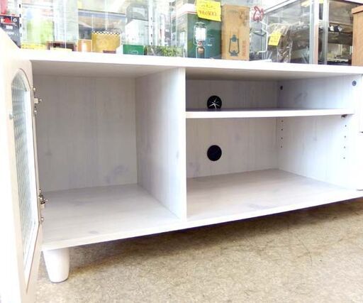 テレビボード 幅118cm ホワイト系 木目調 ローボード ガラス扉 ☆ 札幌市 北区 屯田 - テレビ台
