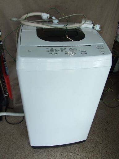 【紋別市発】日立全自動洗濯機　[洗濯5.0kg /乾燥機能無 /上開き] NW-50F　2021年製　外寸　約幅539×奥行508×高さ965㎜　標準水量47L　50/60Hz共用　390/455W　ピュアホワイト