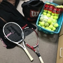 テニスラケット美品2本とボール多数セット