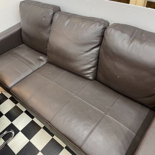 シェーブロングソファ 3P + 1P BRレザー 193cm × 84cm × 80cm（約）家具 ソファ