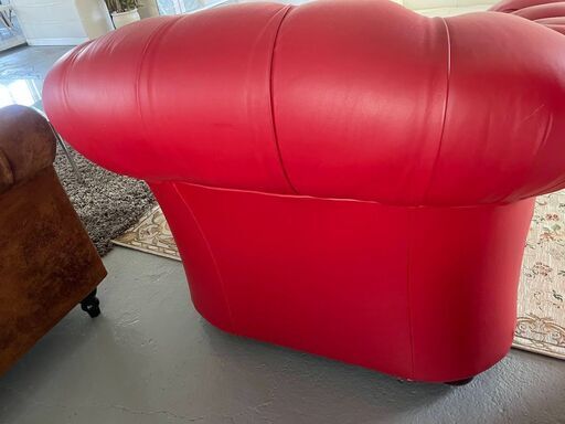 総本革張り チェスターフィールドスタイル 1Pアームソファ 総本革