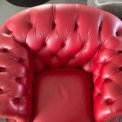 総本革張り チェスターフィールドスタイル 1Pアームソファ