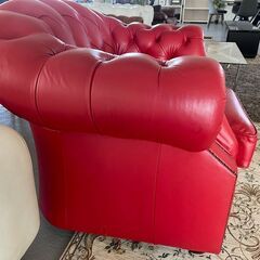 総本革張り チェスターフィールドスタイル 1Pアームソファ