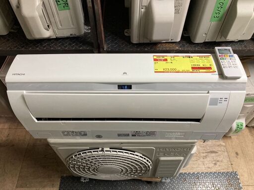 K05199　中古エアコン 日立 2017年製 主に6畳用 冷房能力 2.2KW / 暖房能力 2.5KW
