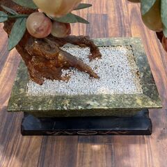 玉桃盆栽 中国美術 桃の木彫刻置物 桃彫刻 桃盆栽 不老長寿