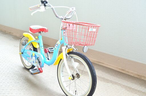 ★中古：自転車 16インチ Ides アイデス ミッキー ウィズフレンドfine カゴ、補助輪付