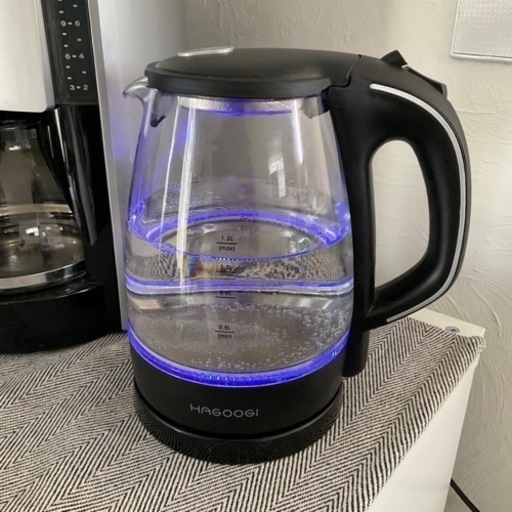 ハゴオギ (HAGOOGI) 電気ケトル 1.2L 【LEDライト付き】 ガラス ケトル 耐熱ガラス/沸騰自動OFF機能/空焚き防止機能 湯沸かしポット PSE認証済み