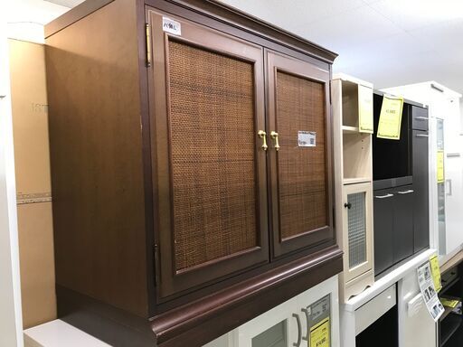 キャビネット マル二 maruni 地中海シリーズ 扉キャビネット  アンティーク 収納棚 収納ラック 扉付きラック キャビネット 幅約85cm  籐　高級家具 レトロ クリーニング済 堺市 石津【ジャングルジャングルサカイ石津店】