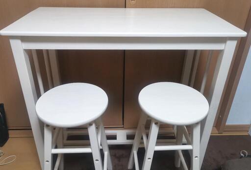 【値下げしました】カウンター用ハイテーブル\u0026チェアセット