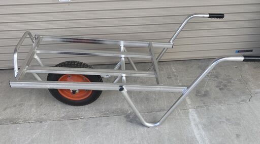 アルミ　平型一輪車　コンテナ2個載せ　引取り限定：田川郡香春町