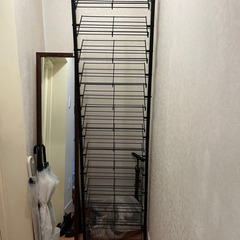 【ほぼ新品！】シューズラック 靴棚　ディノス　ブルックリン風 突っ張りシューズラック2列