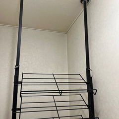 【ほぼ新品！】シューズラック 靴棚　ディノス　ブルックリン風 突っ張りシューズラック2列