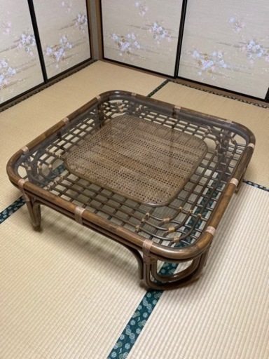 希少品　籐　座卓テーブル　四角　アンティーク