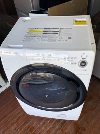福岡市内配送設置無料　2021年式　シャープ SHARP ES-S7F-WL [ドラム式洗濯乾燥機 洗濯7kg/乾燥3.5kg 左開き プラズマクラスター 除菌機能 ホワイト系]