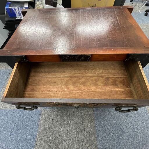 【中古】アンティーク調 欅木目 民芸調家具 和箪笥 龍金具 収納家具 ブラウン チェスト タンス 民芸調家具 チェスト 収納家具 アンティーク 和家具 たんす