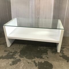 3/24 終 ガラステーブル ローテーブル ホワイト 幅90 x...