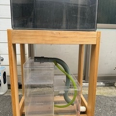 AMP オーバーフロー水槽 W60cm ガラス製フルセット 引き取り限定 チャーム ガラス水槽 アクロ6045 オーバーフロー水槽 スーパー