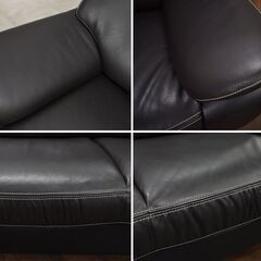 【ヤ取終了7/10】≪yt1207ジ≫ karimoku/カリモク家具 本革張り 3人掛けソファ ZT73 幅198cm ZT7303K353 レザー/ブランド家具/高級 60314-03