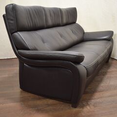 【ヤ取終了7/10】≪yt1207ジ≫ karimoku/カリモク家具 本革張り 3人掛けソファ ZT73 幅198cm ZT7303K353 レザー/ブランド家具/高級 60314-03