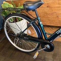 チェーン新品！LEDオートライト】6段変速 27インチ自転車 モスグリーン