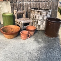 【決まりました】植木鉢、備前焼、籠、木椅子