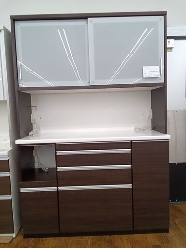 ★ジモティ割あり★  レンジボード ﾌﾞﾗｳﾝ×ﾎﾜｲﾄ H203×D49×W140 クリーニング済み MT867