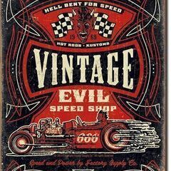 アメリカ雑貨　ブリキ看板　Vintage Evil Speed ...