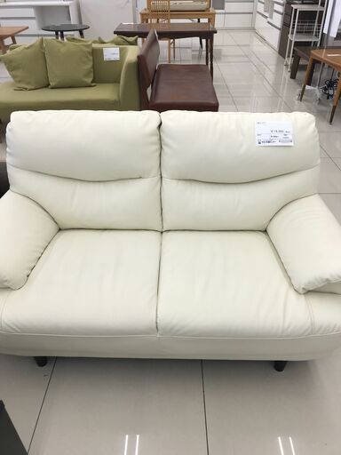 ★ジモティ割あり★  2人掛けソファ ホワイト H84×D82.5×W144.5 クリーニング済み HJ2555