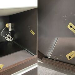 パモウナ キッチンボード 収納棚 キッチン 収納家具 レンジボード 幅120cm ブラック 木目調 ソフトクローズ 中古家具 店頭引取歓迎 R8114