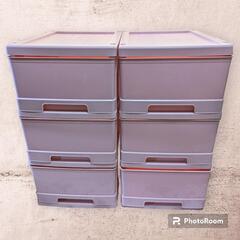 ピンクのカラー収納ケース・ボックス　３段×２　中古