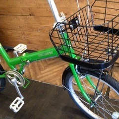 取引き中【後輪タイヤ・後輪チューブ新品！】6段変速　カゴ付き20インチ折りたたみ自転車　グリーン 取引き中【後輪タイヤ・後輪チューブ新品！】6段変速 カゴ付き20