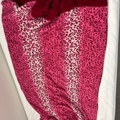 毛布 ピンク ひょう柄