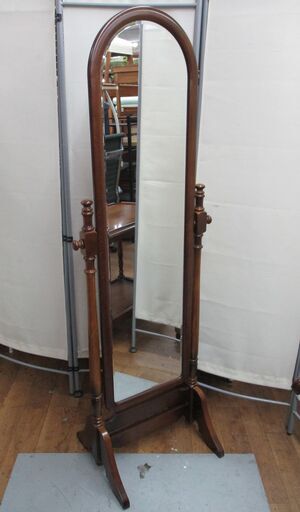 R244 KARIMOKU コロニアル カリモク 姿見 AC7177NK スタンドミラー 自立 Used・美品