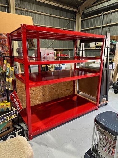 ★スチールラック★ モンスターラック 赤 ガレージハウス アメリカン ディスプレイラック ４段 １段耐荷300kg
