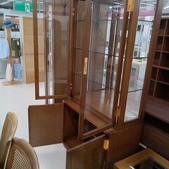 ★ジモティ割あり★ karimoku コレクションケース収納付き 茶色 W89.5×D35×H200 クリーニング済み TC2204