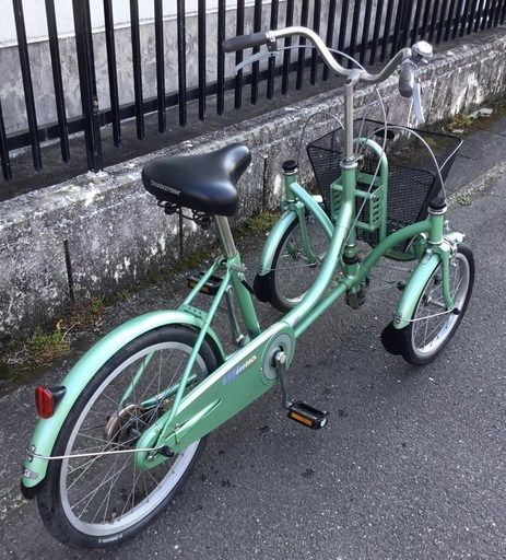 整備済・美品＞ブリヂストン・ミンナ三輪自転車・グリーン 鍵付き・前