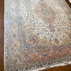 ペルシャ絨毯 手織り シルク ウール カーペット ( 394 x...