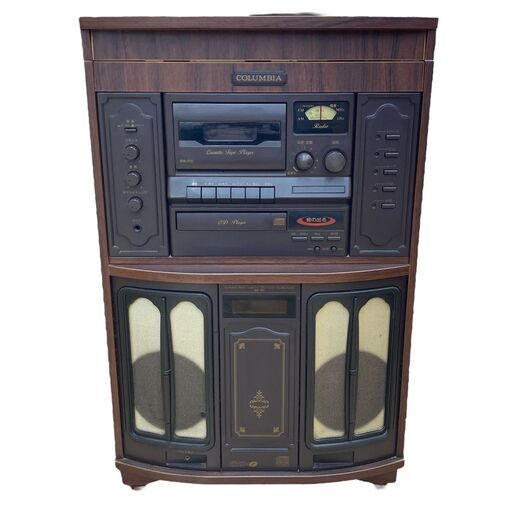 【REGASTOCK川崎店】【CD不調】COLUMBIA コロンビア GP-60 マルチステレオシステム アンティーク調 レコード CD カセット テープ AM FM ラジオ カラオケ CD-G