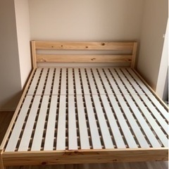 【美品】無印良品 木製ベッドパイン材突板 クイーン