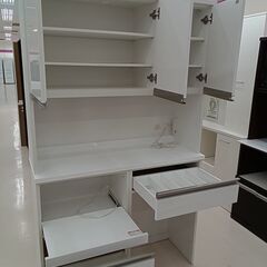 ★ジモティ割あり★ ニトリ レンジボード　 白 H201.5×D42.5×W120 クリーニング済み OJ6443 ニトリ（NITORI） 見た目すっきり 板戸レンジボード (幅119.5cm WW