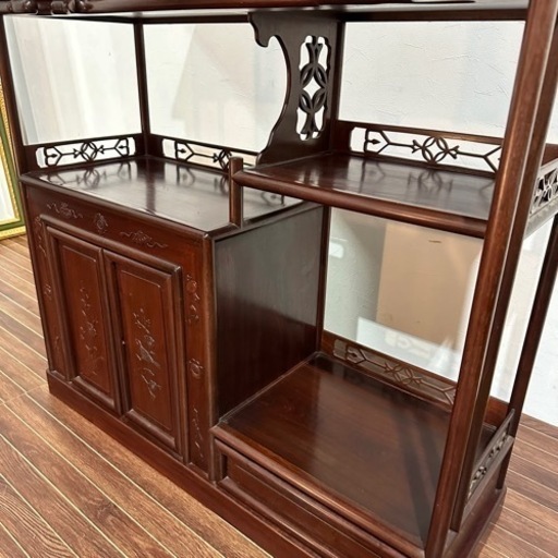 花梨 茶棚 違棚 茶器 陶器 飾棚