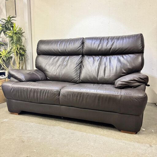 W 16559   ハイバック2人掛けソファ　レザーソファ   ◆大阪市内・東大阪市他 5,000円以上ご購入で無料配達いたします！◆ ※京都・高槻・枚方方面◆神戸・西宮・尼崎方面◆奈良方面、大阪南部方面　それぞれ条件付き無料配送あり！