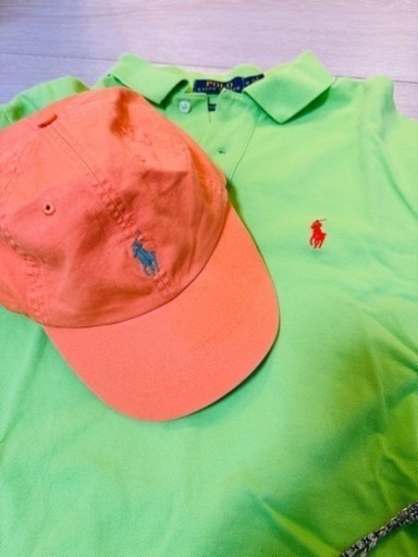 POLO ラルフローレン　キャップとポロシャツ　オレンジ　緑