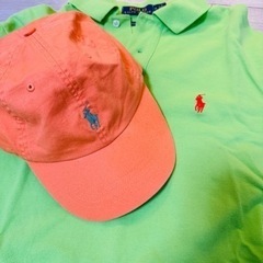 POLO ラルフローレン　キャップとポロシャツ　オレンジ　緑