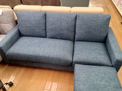 ★ジモティ割あり★  ３人掛けソファー 青 H85×D150×W190 クリーニング済み OJ1462 ☆ジモティ割あり☆ 3人掛けソファー 青 H85×D150×W190 クリーニング