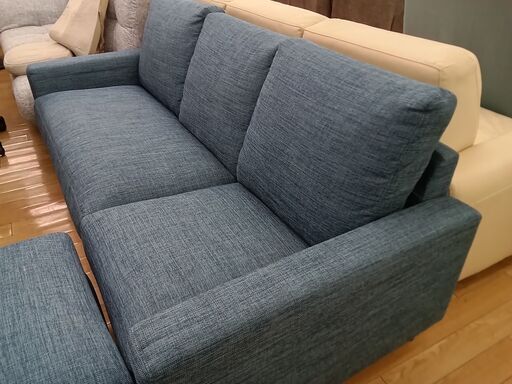 ☆ジモティ割あり☆ 3人掛けソファー 青 H85×D150×W190 クリーニング
