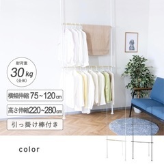 【売却済】衣類収納・つっぱり棚・壁面収納　ホワイト
